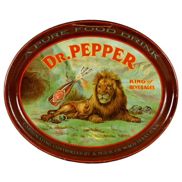 Lot 100). Dr. Pepper Oval Tray / Sign