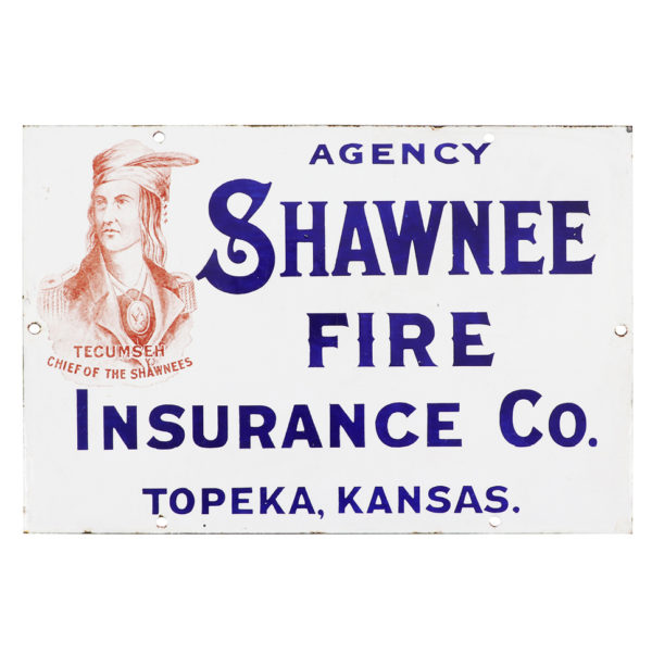 Lot 31). Shawnee Fire Insurance Porcelain Sign